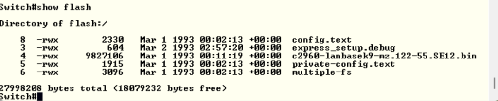 دستور show flash محیط CLI سوئیچ سیسکو