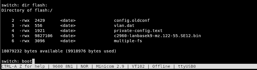 فایل های موجود در سوئیچ سیکو و دستور boot